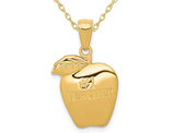 Number-1 Apple Teacher Charm Pendant Necklace in 14K Yellow Gold with Chain